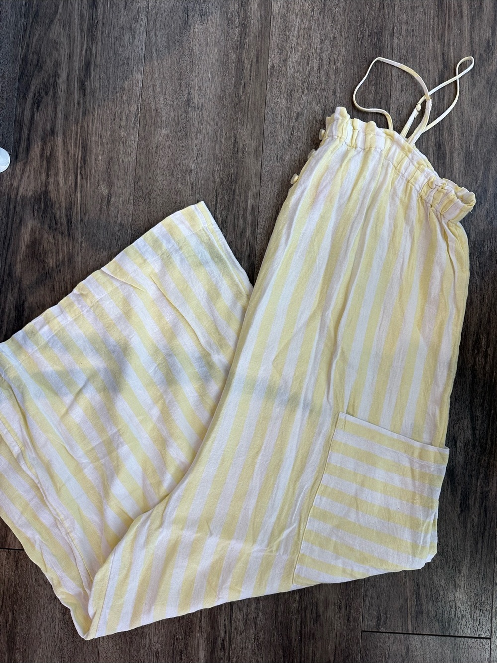 Stoney Clover Lane x Target Yellow and White Striped Linen Romper